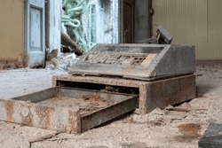 Apice, Benevento. 
Cash machine in the abandoned village of Apice Vecchia (Benevento) following the 1962 earthquake.