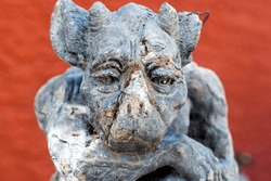Gargoyle Stone Garden Statue Face Closeup Detail