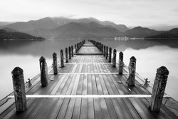 Endless mist lake-black and white