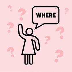 Simple flat vector icon of  Symbol woman asking where