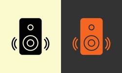 Outline music speaker icon . Sound speaker with acoustic waves, loudspeaker pictogram. Audio box, music beats, sound amplifier, disco party. Vector icon for UI and Animation
