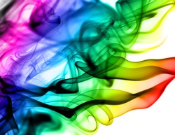 Abstract colorful fume patterns over the white background