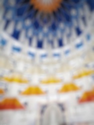 Abstract blur and interior design bokeh in mosque background blurred texture, can be used as background