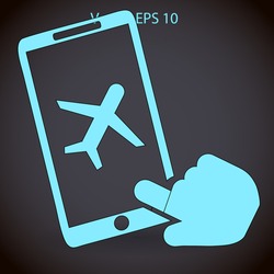 buy a plane ticket through the mobile app vector icon