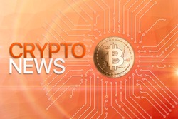 Crypto news text on virtual screen