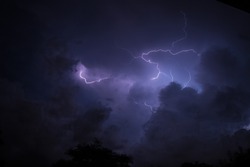 Lightning and Clouds in night storm