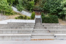 Staircase to the hill concrete stairway with big steps