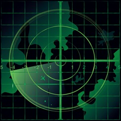 Radar screen green color. Vector illustration