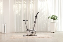 Shot of a stationary exercise bike at a luxury home