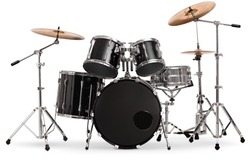 Modern drum kit isolated on white background