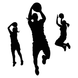 Vector Set Of Female Basketball Players Silhouettes Illustration Isolated On White Background