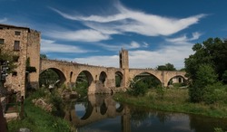 Medieval bridge of Besalu over the river