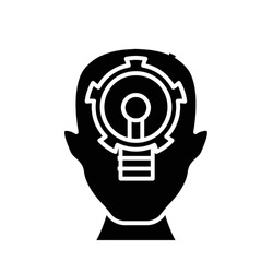 Key task black icon, concept illustration, vector flat symbol, glyph sign.