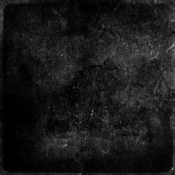 Black grunge obsolete scratched background, old film effect, distressed scary texture with frame