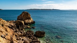 Malta photographed from Beautiful spot near mediterranean sea on Gozo island.