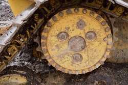 Bulldozer Sprocket and Track Closeup