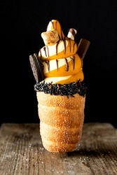 Ice cream in a chimney cake cone