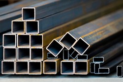 Square high carbon metal tube background for heavy industry
