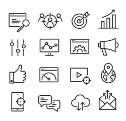 Collection of SEO icons - can be used to illustrate topics about SEO optimization, data analytics, website performace