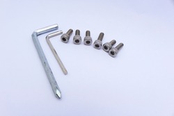 L bolt and lock, Stainless steel bolt with L Lock Head, As a cylindrical round head binder with a 6 hole key.