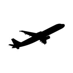 Airplane icon black icon. Vector illustration