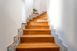 wooden stairs in a family house