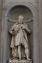Michelangelo Buonarroti. Statue in the Uffizi Gallery, Florence, Tuscany, Italy
