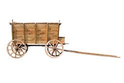 Old wooden wagon isolated on white background