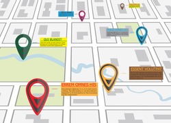 Street road map ,business infographics with colorful pin pointer, vector illustration