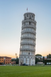 Pisa tower at sunrise without people