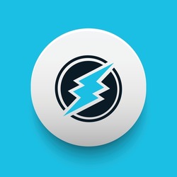 Blockchain based secure Cryptocurrency coin Electroneum (ETN) icon isolated on colored background. Digital virtual money tokens. Decentralized finance technology illustration. Altcoin Vector logos.