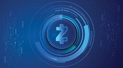 ZCash (ZEC) block chain crypto currency digital encryption, virtual money exchange. Technology global network vector illustration background and banner design template. Futuristic web trading