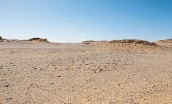 Landscape scenic view of desolate barren western desert in Egypt at Farafra Oasis