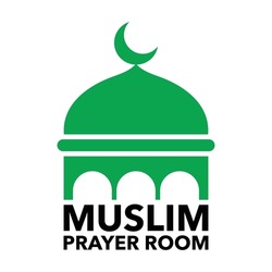 Muslim prayer room sign isolated on white background. Editable vector illustration EPS10.