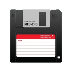 Realistic illustration of floppy disk or diskette isolated on white background. Vector art image illustration EPS 10