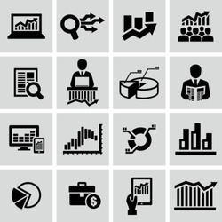Market analysis, diagrams icons