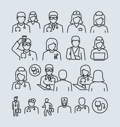 Doctor and Patient Nurse Vector Icons 