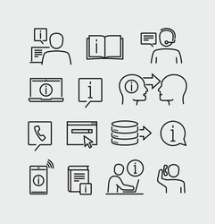 Information Support Service Vector Line Icons 