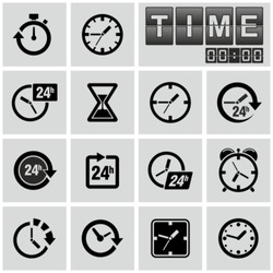Clocks, time icons set.
