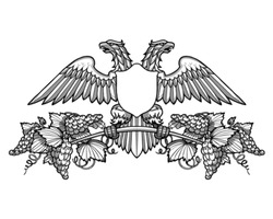 double-headed eagle holding a branch of grapes vector