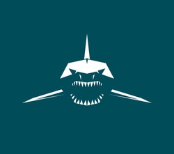 Vector logo- sharks profile with sharp teeth on a dark background