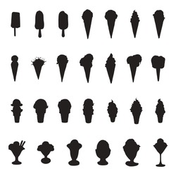 Icecream silhouettes, Ice cream silhouette set