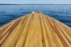 Wood Strip Bow Deck of Wooden Boat Using Poplar and Mahogany