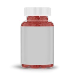 Prenatal gummy transparent bottle with white label
