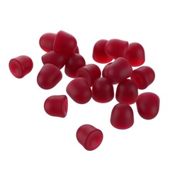 Drop shape Gummies pile isolated on floor, healty vitamin sleep gummies, dark red jelly gummy
