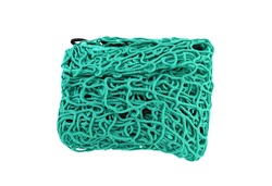 Trailer safety net polyethylene on white background isolated and clipping path. Object helping Trailer and luggage net load protection; in green colour. Security and protecting for transport concept.