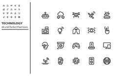 set of technology line icon, ai, robot, vr, ar