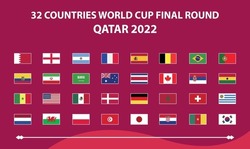 32 contries world cup flags Qatar