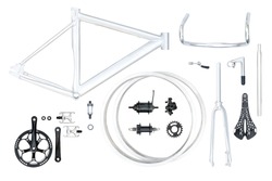 Mountain bike parts set isolated on white background