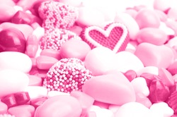 Pile of pink and red candy